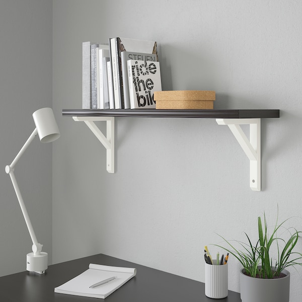 IKEA BERGSHULT / SANDSHULT wall shelf stained aspen, 31 1/2x7 7/8 in Brown / Black / White Stained Aspen, Ikea Ireland | 7651JYILE