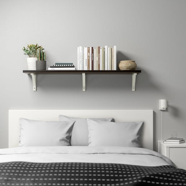 IKEA BERGSHULT / SANDSHULT wall shelf stained aspen, 47 1/4x11 3/4 in Brown / Black / White Stained Aspen, Ikea Ireland | 4231OZKRW