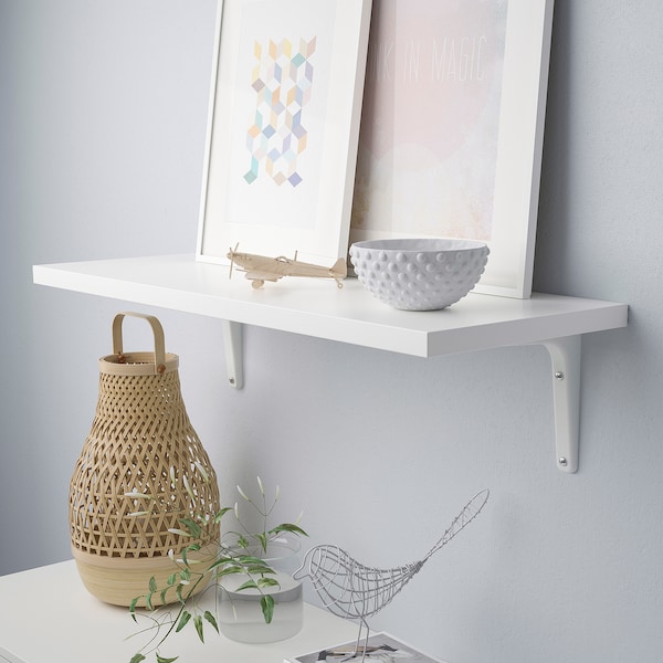IKEA BERGSHULT / TOMTHULT shelf with bracket, white, 31 1/2x11 3/4 in, Ikea Ireland | 9421HZACB
