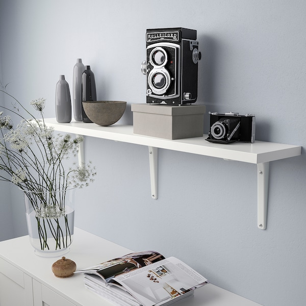 IKEA BERGSHULT / TOMTHULT shelf with bracket, white, 47 1/4x7 7/8 in, Ikea Ireland | 8570MZEFW
