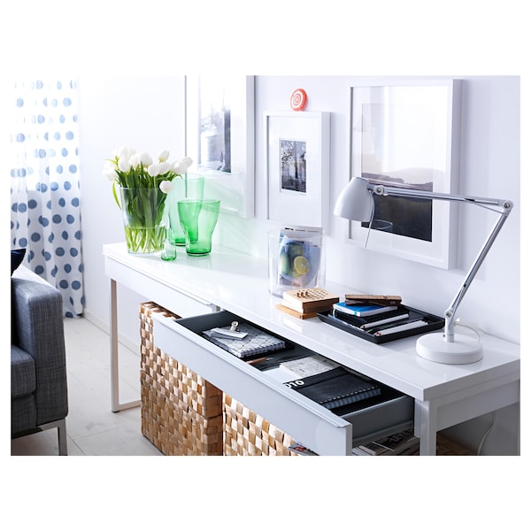 IKEA BESTÅ BURS desk, high gloss white, 47 1/4x15 3/4 in, Ikea Ireland | 3926UYBJL