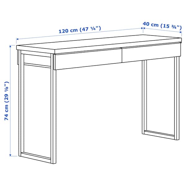 IKEA BESTÅ BURS desk, high gloss white, 47 1/4x15 3/4 in, Ikea Ireland | 3926UYBJL