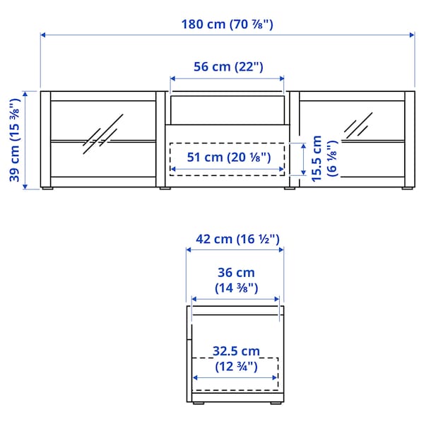 IKEA BESTÅ TV bench, 70 7/8x16 1/2x15 3/8 in White / Lappviken White Clear Glass, Ikea Ireland | 2541JATBH
