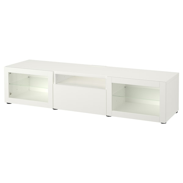IKEA BESTÅ TV bench, 70 7/8x16 1/2x15 3/8 in White / Lappviken White Clear Glass, Ikea Ireland | 2541JATBH