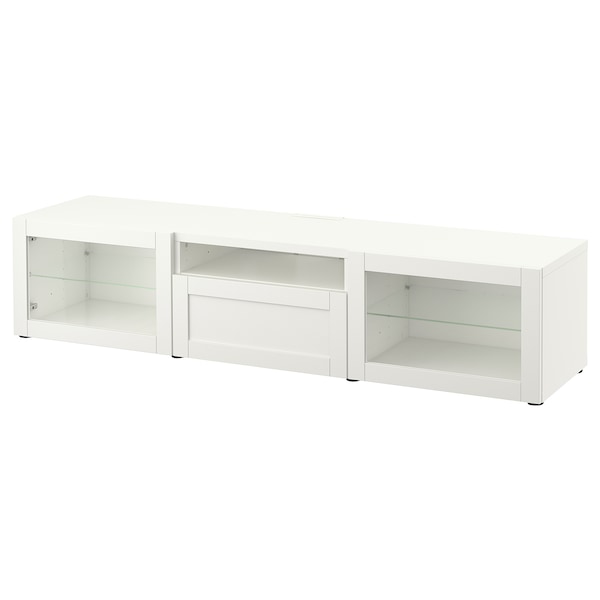 IKEA BESTÅ TV bench, 70 7/8x16 1/2x15 3/8 in White / Hanviken White Clear Glass, Ikea Ireland | 2967KPHYO