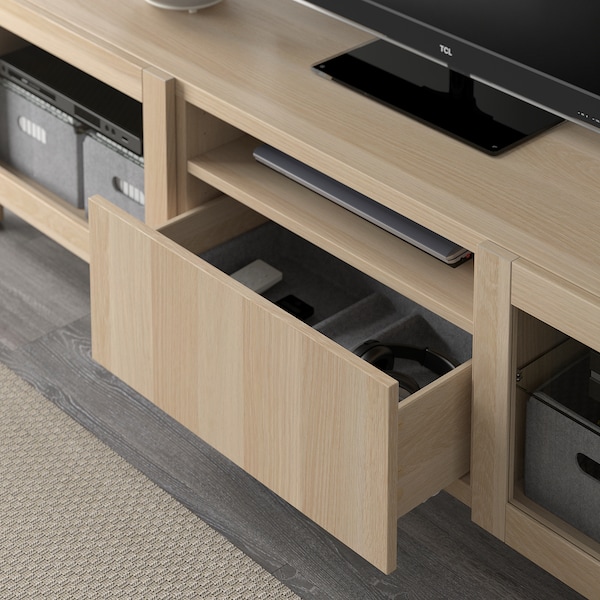 IKEA BESTÅ TV bench, 70 7/8x16 1/2x18 7/8 in White Stained Oak Effect / Lappviken / Stubbarp Wht Stained Oak, Ikea Ireland | 4785IYXSF