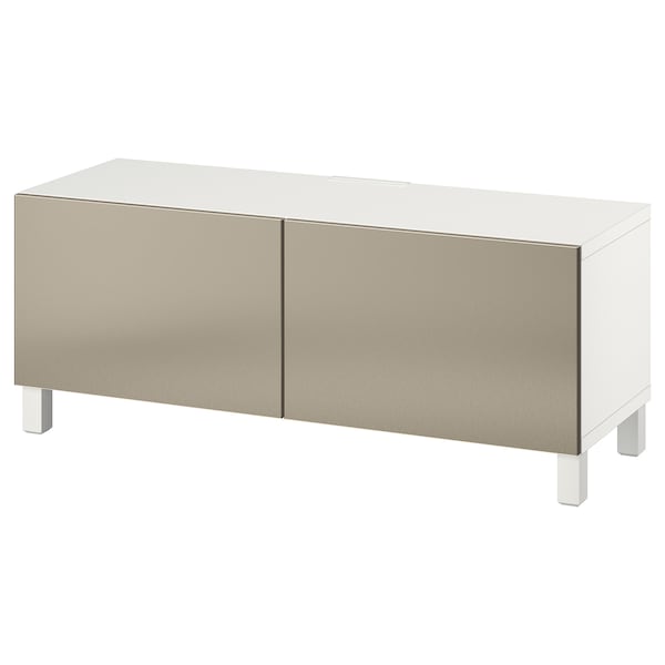 IKEA BESTÅ TV bench with doors, 47 1/4x16 1/2x18 7/8 in White Riksviken / Stubbarp / Bronze Color, Ikea Ireland | 1340DKOEL