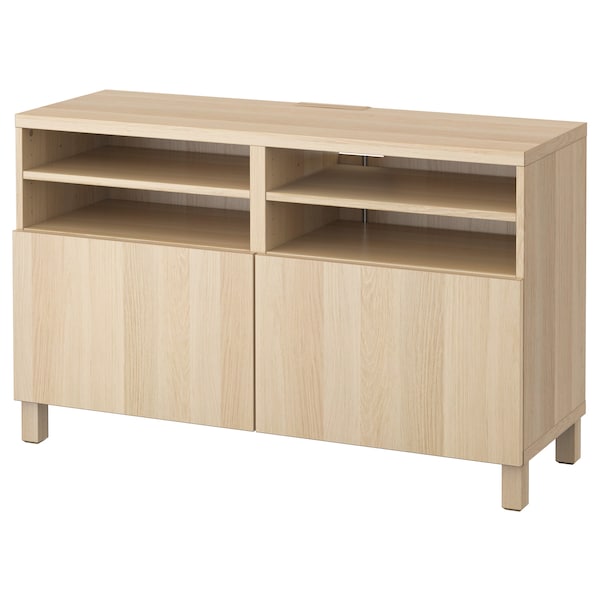 IKEA BESTÅ TV bench with doors, 47 1/4x16 1/2x29 1/8 in White Stained Oak Effect / Lappviken / Stubbarp White Stained Oa, Ikea Ireland | 7389SCAKM