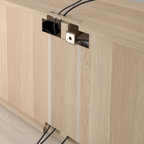 IKEA BESTÅ TV bench with doors, 47 1/4x16 1/2x29 1/8 in White Stained Oak Effect Kallviken / Stubbarp / Dark Gray Concre, Ikea Ireland | 3156KOLYB