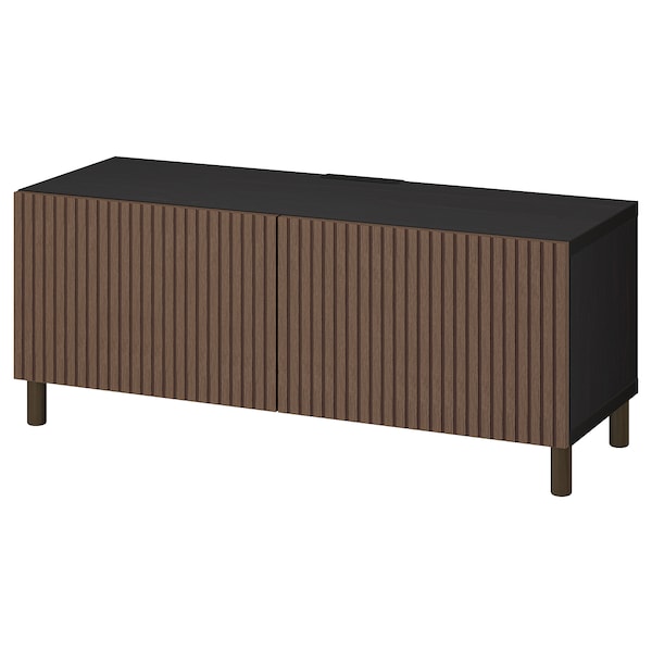 IKEA BESTÅ TV bench with doors, 47 1/4x16 1/2x18 7/8 in Black / Brown Björköviken / Mejarp / Brown Stained Oak Veneer, Ikea Ireland | 9785GAFOS