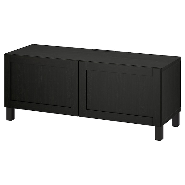 IKEA BESTÅ TV bench with doors, 47 1/4x16 1/2x18 7/8 in Black / Brown / Hanviken / Stubbarp Black / Brown, Ikea Ireland | 1025EAMVW
