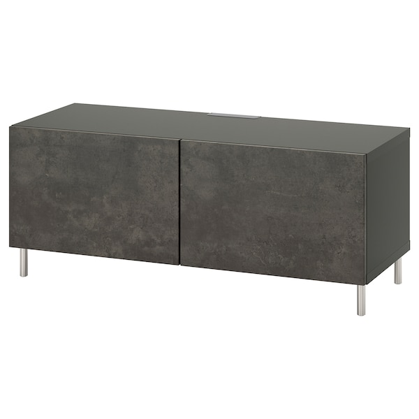 IKEA BESTÅ TV bench with doors, 47 1/4x16 1/2x18 7/8 in Dark Gray / Kallviken / Ösarp Dark Gray, Ikea Ireland | 0397LYPRO