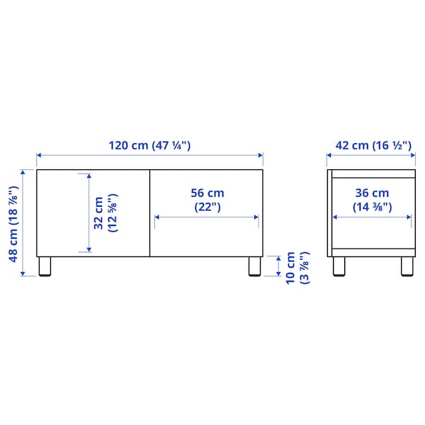 IKEA BESTÅ TV bench with doors, 47 1/4x16 1/2x18 7/8 in White / Mörtviken / Stubbarp White, Ikea Ireland | 3098DQVBZ