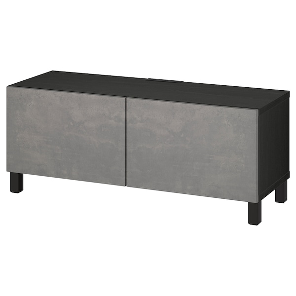 IKEA BESTÅ TV bench with doors, 47 1/4x16 1/2x18 7/8 in Black / Brown / Kallviken / Stubbarp Dark Gray, Ikea Ireland | 8714VHPUL
