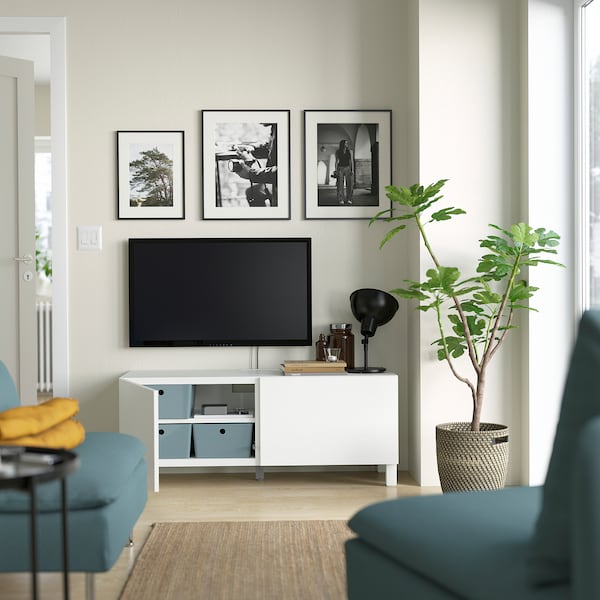 IKEA BESTÅ TV bench with doors, 47 1/4x16 1/2x18 7/8 in White Laxviken / Stubbarp / White, Ikea Ireland | 1265ZEPIS