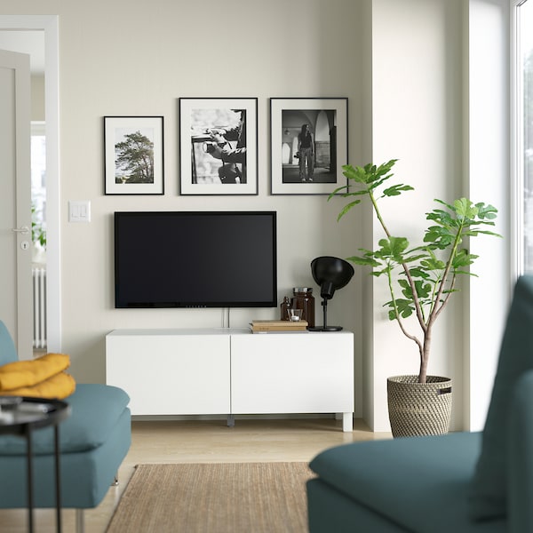 IKEA BESTÅ TV bench with doors, 47 1/4x16 1/2x18 7/8 in White Laxviken / Stubbarp / White, Ikea Ireland | 1265ZEPIS
