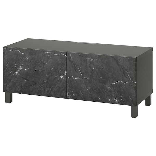 IKEA BESTÅ TV bench with doors, 47 1/4x16 1/2x18 7/8 in Dark Gray / Bergsviken / Stubbarp Black, Ikea Ireland | 2861IRQCU