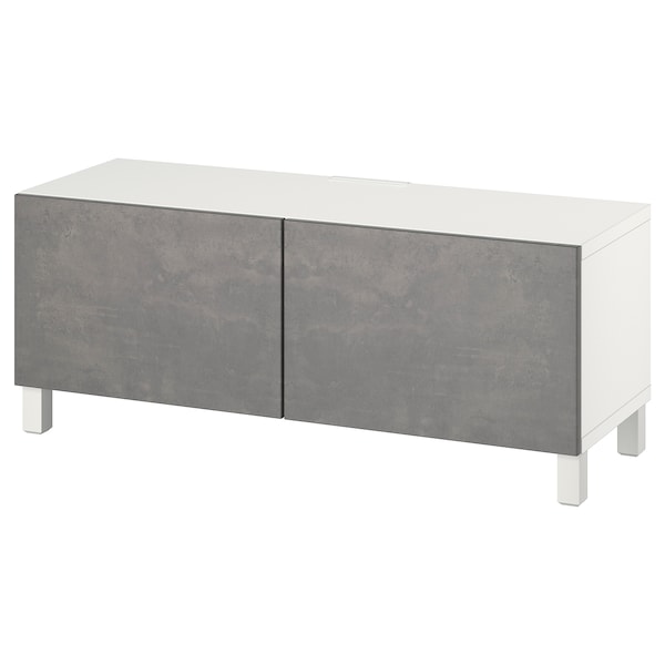 IKEA BESTÅ TV bench with doors, 47 1/4x16 1/2x18 7/8 in White Kallviken / Stubbarp / Dark Gray, Ikea Ireland | 8047OCISH