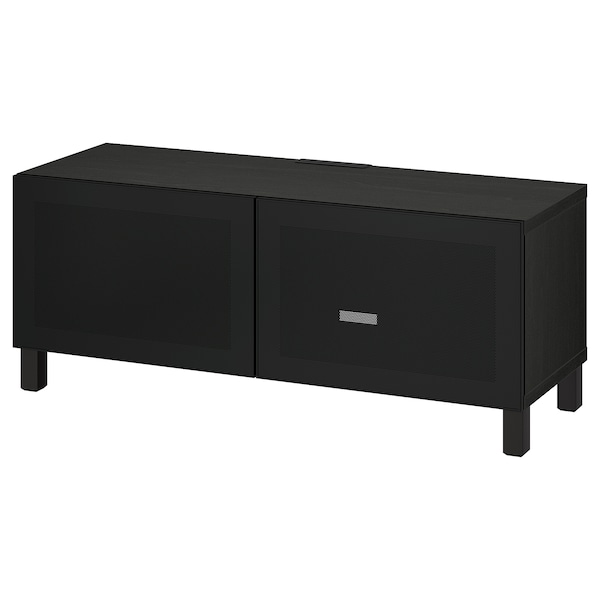 IKEA BESTÅ TV bench with doors, 47 1/4x16 1/2x18 7/8 in Black / Brown / Mörtviken / Stubbarp Black, Ikea Ireland | 6973UNTIH