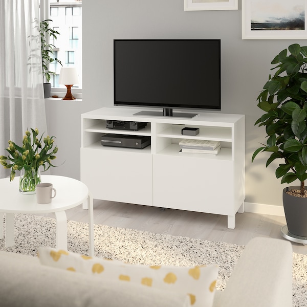 IKEA BESTÅ TV bench with doors, 47 1/4x16 1/2x29 1/8 in White / Lappviken / Stubbarp White, Ikea Ireland | 6538SCUHG