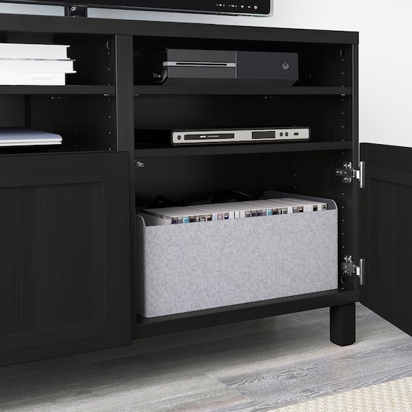 IKEA BESTÅ TV bench with doors, 47 1/4x16 1/2x29 1/8 in Black / Brown / Hanviken / Stubbarp Black / Brown, Ikea Ireland | 1045UMSJG