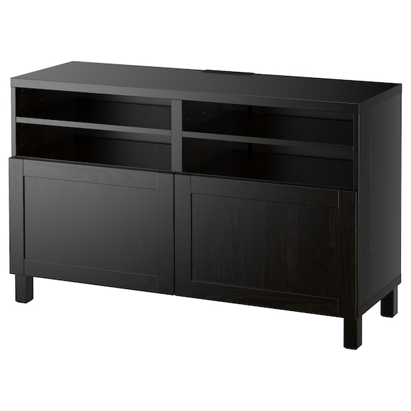 IKEA BESTÅ TV bench with doors, 47 1/4x16 1/2x29 1/8 in Black / Brown / Hanviken / Stubbarp Black / Brown, Ikea Ireland | 1045UMSJG