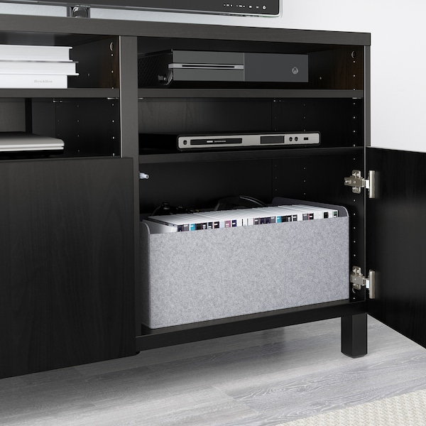 IKEA BESTÅ TV bench with doors, 47 1/4x16 1/2x29 1/8 in Black / Brown / Lappviken / Stubbarp Black / Brown, Ikea Ireland | 5218RGJNH