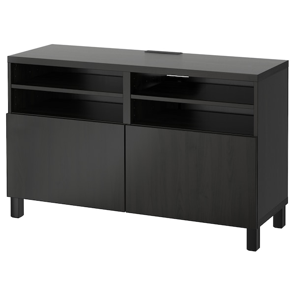 IKEA BESTÅ TV bench with doors, 47 1/4x16 1/2x29 1/8 in Black / Brown / Lappviken / Stubbarp Black / Brown, Ikea Ireland | 5218RGJNH