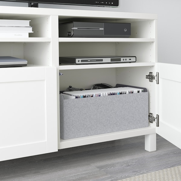 IKEA BESTÅ TV bench with doors, 47 1/4x16 1/2x29 1/8 in White / Hanviken / Stubbarp White, Ikea Ireland | 6934PQJOD