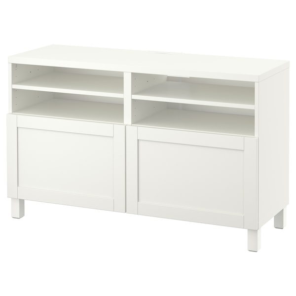IKEA BESTÅ TV bench with doors, 47 1/4x16 1/2x29 1/8 in White / Hanviken / Stubbarp White, Ikea Ireland | 6934PQJOD