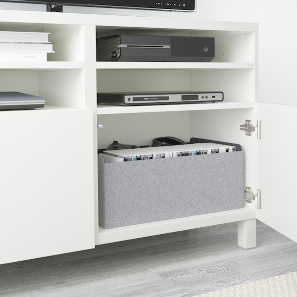 IKEA BESTÅ TV bench with doors, 47 1/4x16 1/2x29 1/8 in White / Laxviken / Stubbarp White, Ikea Ireland | 7983GZDUB