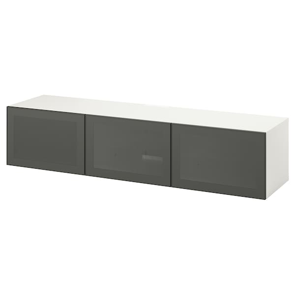 IKEA BESTÅ TV bench with doors, 70 7/8x16 1/2x15 in White / Mörtviken Dark Gray, Ikea Ireland | 6915UDQLJ