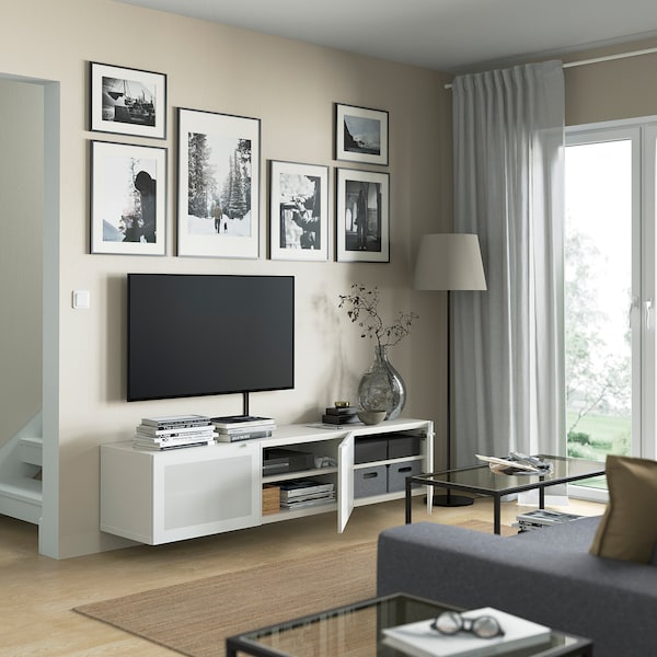 IKEA BESTÅ TV bench with doors, 70 7/8x16 1/2x15 in White / Mörtviken White, Ikea Ireland | 0375XRJHP