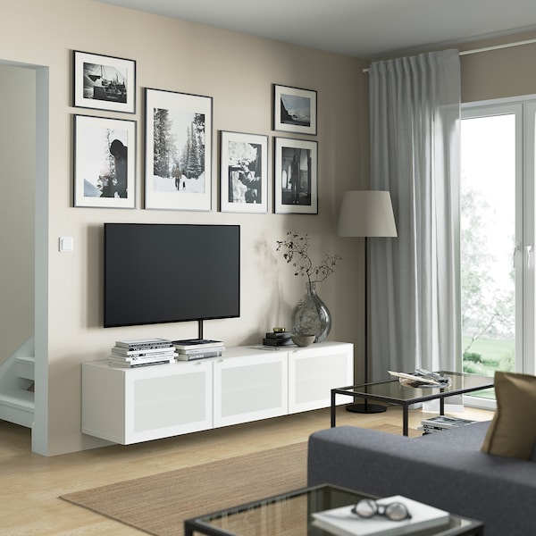 IKEA BESTÅ TV bench with doors, 70 7/8x16 1/2x15 in White / Mörtviken White, Ikea Ireland | 0375XRJHP