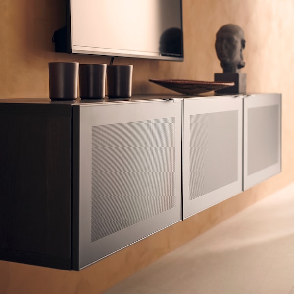 IKEA BESTÅ TV bench with doors, 70 7/8x16 1/2x15 in Black / Brown / Mörtviken Black, Ikea Ireland | 1096ZXSUA