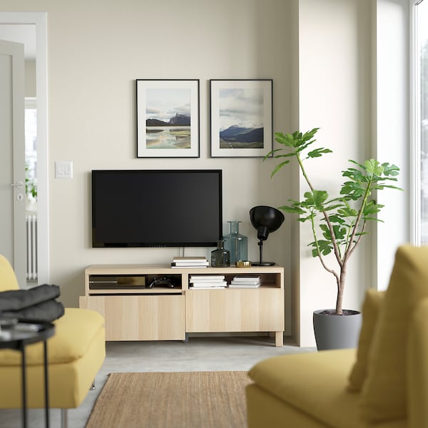 IKEA BESTÅ TV bench with drawers, 47 1/4x16 1/2x18 7/8 in White Stained Oak Effect / Lappviken / Stubbarp White Stained Oa, Ikea Ireland | 2679SKNIH