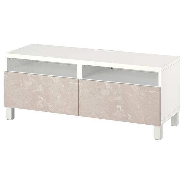 IKEA BESTÅ TV bench with drawers, 47 1/4x16 1/2x18 7/8 in White / Bergsviken / Stubbarp Beige, Ikea Ireland | 3124JVTKH