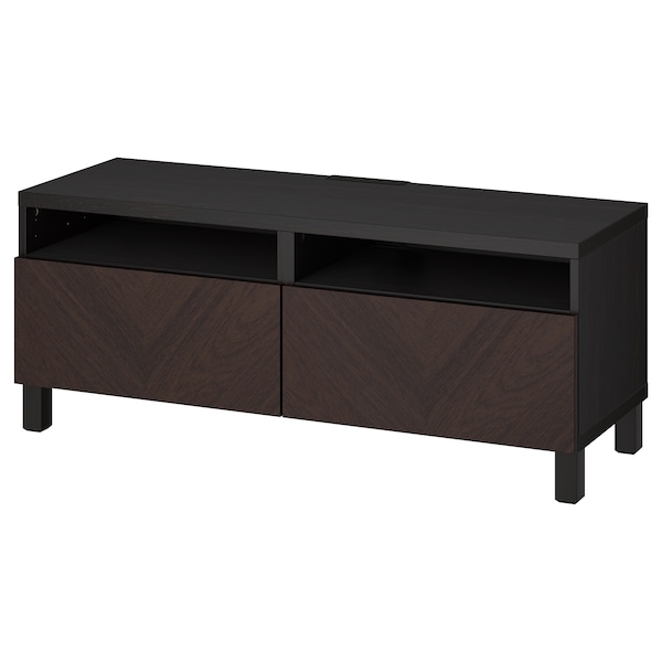 IKEA BESTÅ TV bench with drawers, 47 1/4x16 1/2x18 7/8 in Black / Brown Hedeviken / Stubbarp / Dark Brown Stained Oak Vene, Ikea Ireland | 2715QVKLD