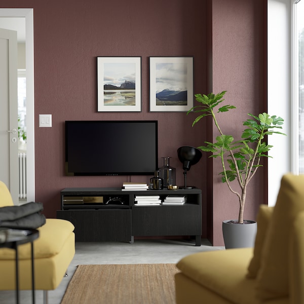 IKEA BESTÅ TV bench with drawers, 47 1/4x16 1/2x18 7/8 in Black / Brown / Lappviken / Stubbarp Black / Brown, Ikea Ireland | 7981REZAP