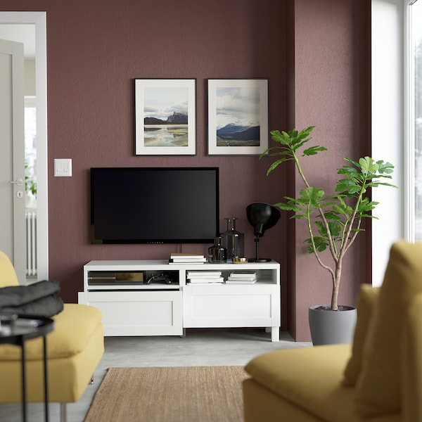 IKEA BESTÅ TV bench with drawers, 47 1/4x16 1/2x18 7/8 in White / Hanviken / Stubbarp White, Ikea Ireland | 0234MTKVJ