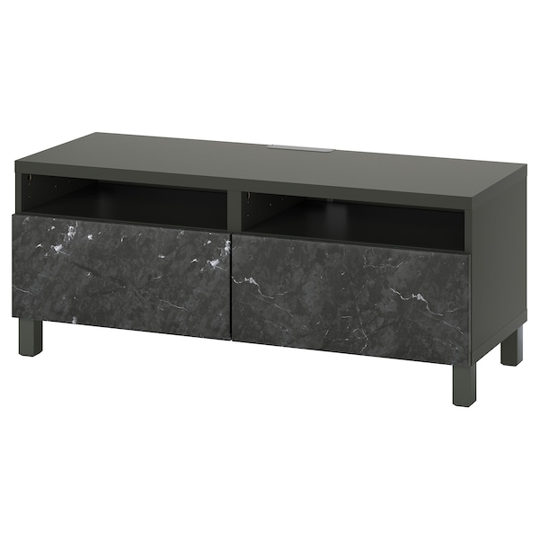 IKEA BESTÅ TV bench with drawers, 47 1/4x16 1/2x18 7/8 in Dark Gray / Bergsviken / Stubbarp Black, Ikea Ireland | 4957RYGHJ
