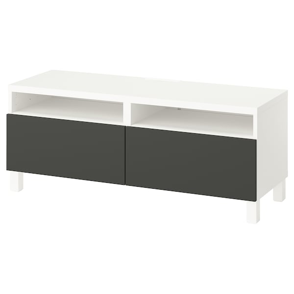 IKEA BESTÅ TV bench with drawers, 47 1/4x16 1/2x18 7/8 in White / Lappviken / Stubbarp Dark Gray, Ikea Ireland | 3489ANEMH
