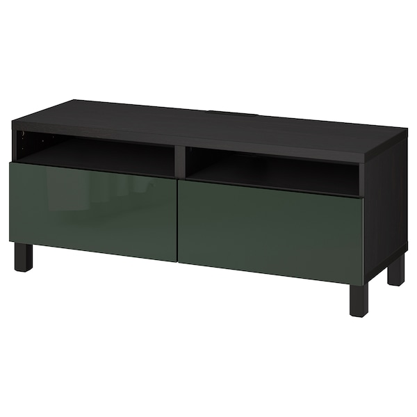 IKEA BESTÅ TV bench with drawers, 47 1/4x16 1/2x18 7/8 in Black / Brown / Selsviken / Stubbarp Dark Olive / Green, Ikea Ireland | 4826BFMOJ