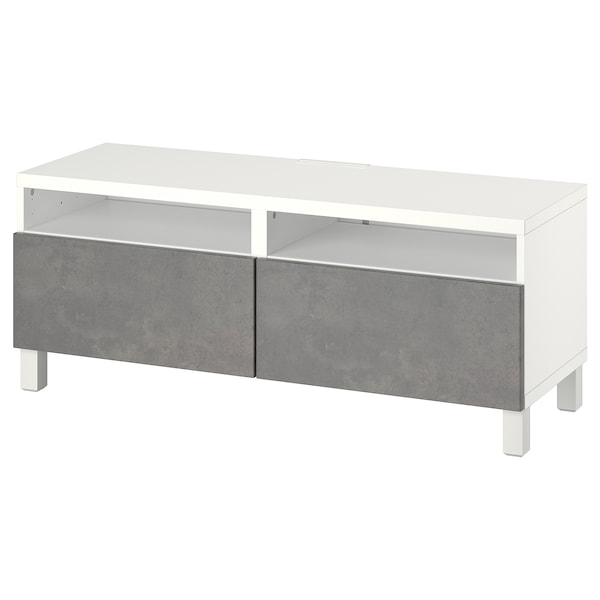 IKEA BESTÅ TV bench with drawers, 47 1/4x16 1/2x18 7/8 in White / Kallviken / Stubbarp Dark Gray, Ikea Ireland | 4097ZMVXU