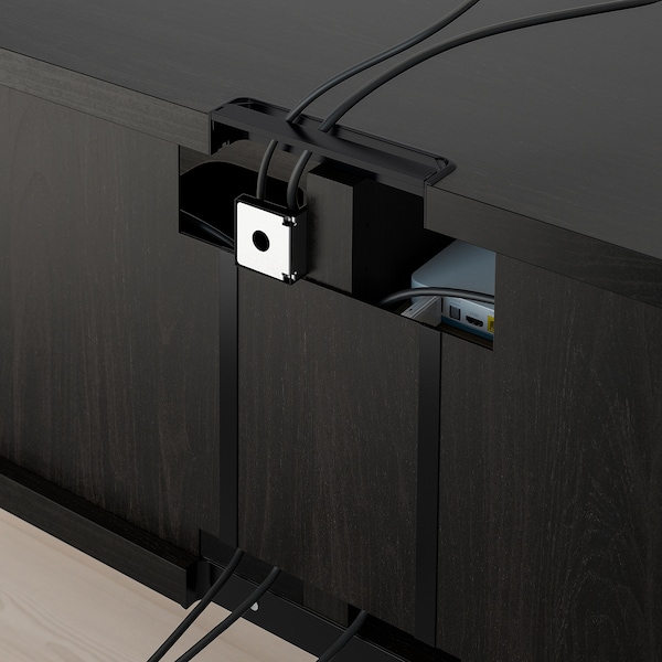 IKEA BESTÅ TV bench with drawers, 47 1/4x16 1/2x18 7/8 in Black / Brown / Kallviken / Stubbarp Dark Gray, Ikea Ireland | 7416IFWYB