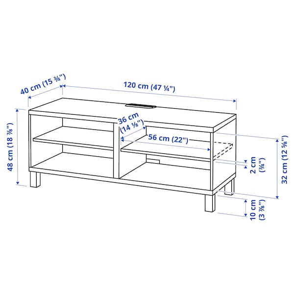 IKEA BESTÅ TV unit, 47 1/4x15 3/4x18 7/8 in White, Ikea Ireland | 8365WMCXK