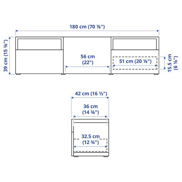 IKEA BESTÅ TV unit, 70 7/8x16 1/2x15 3/8 in White / Lappviken Dark Gray, Ikea Ireland | 2485VFJPM