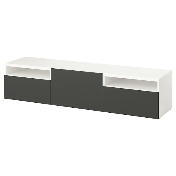 IKEA BESTÅ TV unit, 70 7/8x16 1/2x15 3/8 in White / Lappviken Dark Gray, Ikea Ireland | 2485VFJPM