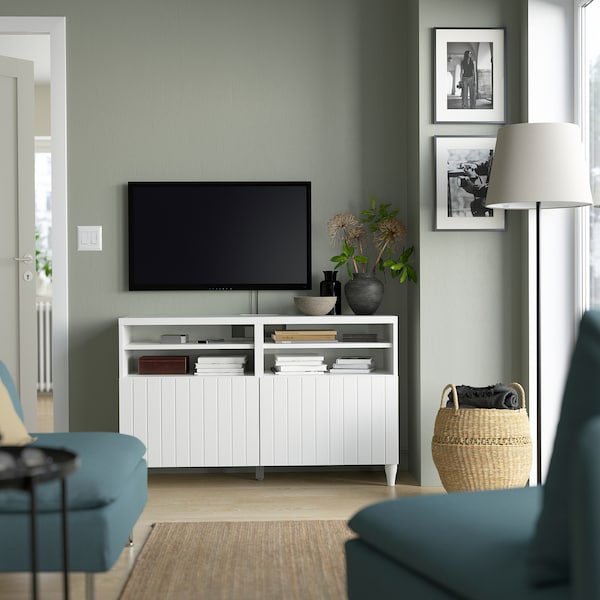 IKEA BESTÅ TV unit with doors, 47 1/4x16 1/2x29 1/8 in White / Sutterviken / Kabbarp White, Ikea Ireland | 5273IGTPO