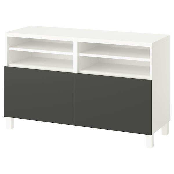 IKEA BESTÅ TV unit with doors, 47 1/4x16 1/2x29 1/8 in White / Lappviken / Stubbarp Dark Gray, Ikea Ireland | 3178PJLYK
